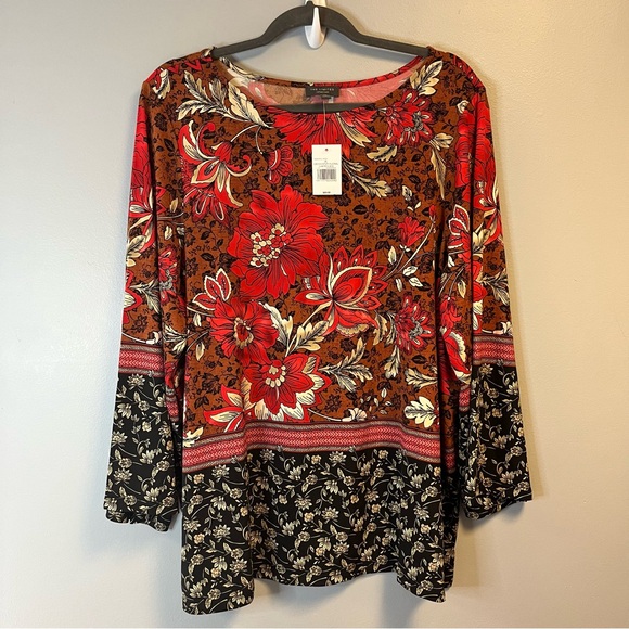 The Limited Blouse Chintzy Floral Pattern Flare Sleeve Top Sz XL NWT Holiday - Picture 3 of 8